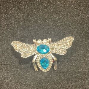 Silver and Blue Bee Brooch